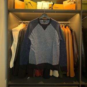 J. Crew Men's Crewneck Sweater - Blue and Black